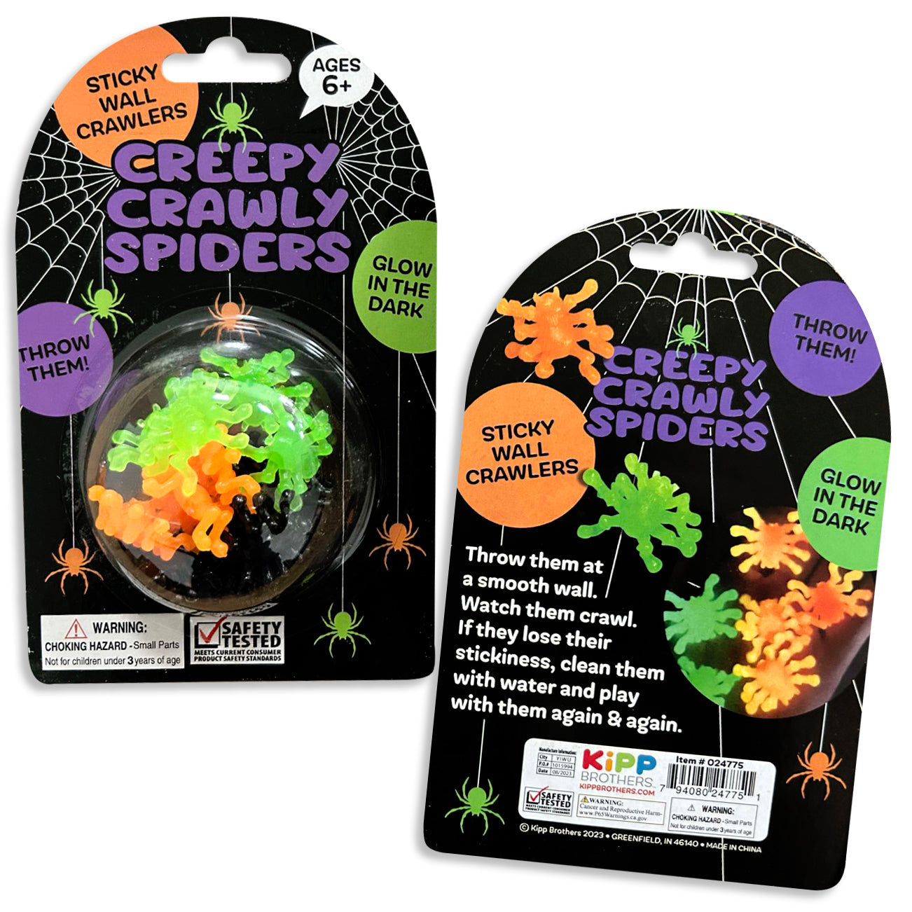 Glow In The Dark Sticky Spiders- 12 Pieces Per Pack 24775