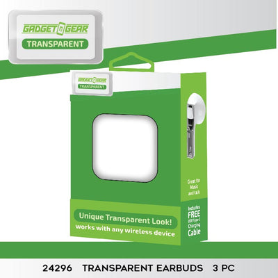 Transparent Earbuds - Store Surplus No Display - 3 Pieces Per Pack 24296L