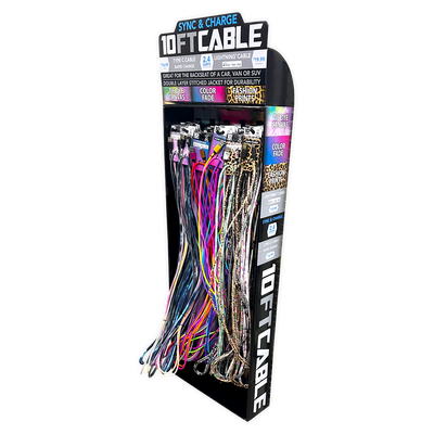 ITEM NUMBER 088396 10FT BRAIDED CABLES FLOOR DISPLAY 38 PIECES PER DISPLAY