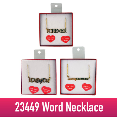 ITEM NUMBER 023449L WORD NECKLACE - STORE SURPLUS NO DISPLAY 3 PIECES PER PACK