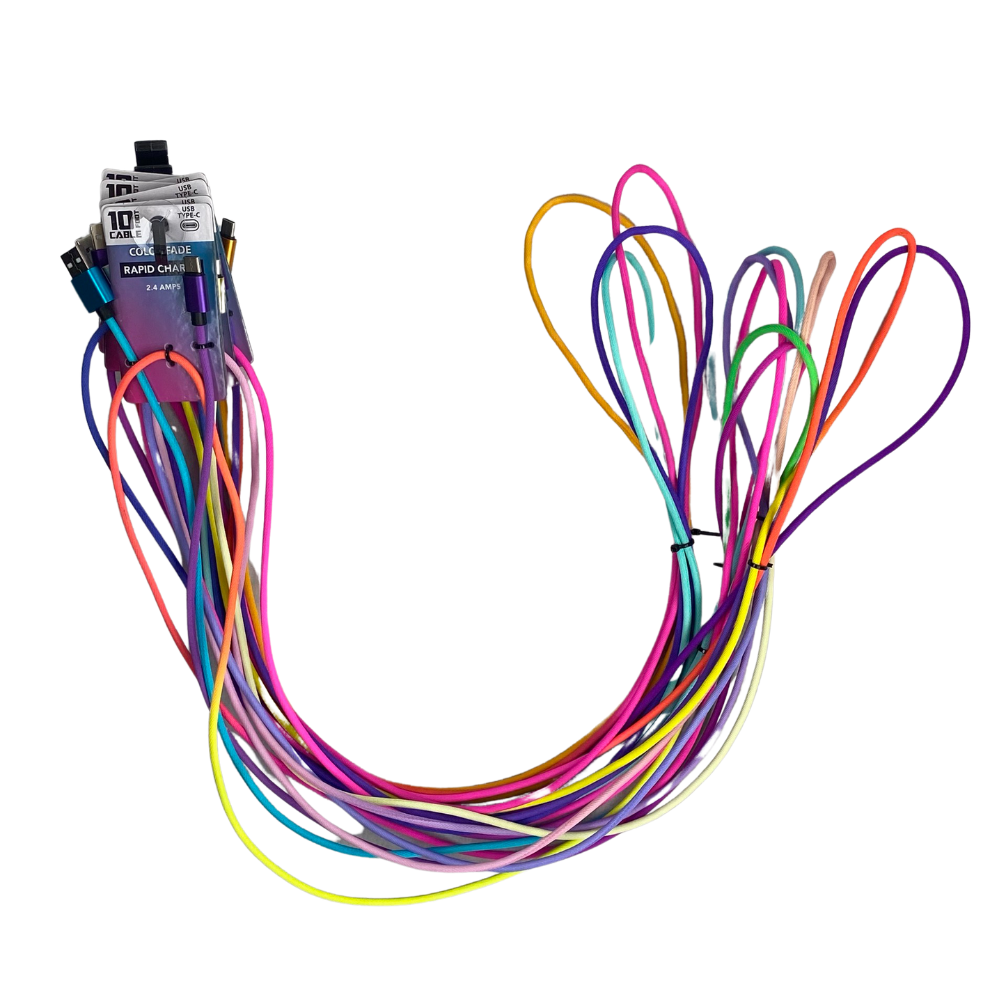 ITEM NUMBER 023073 10FT COLOR FADE BRAID TYPE C CABLE - 6 PIECES PER PACK