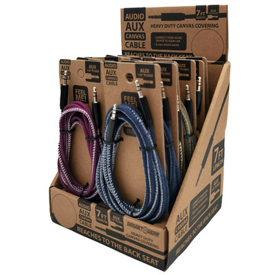 ITEM NUMBER 023496 7FT AUX CANVAS CABLE B 12 PIECES PER DISPLAY