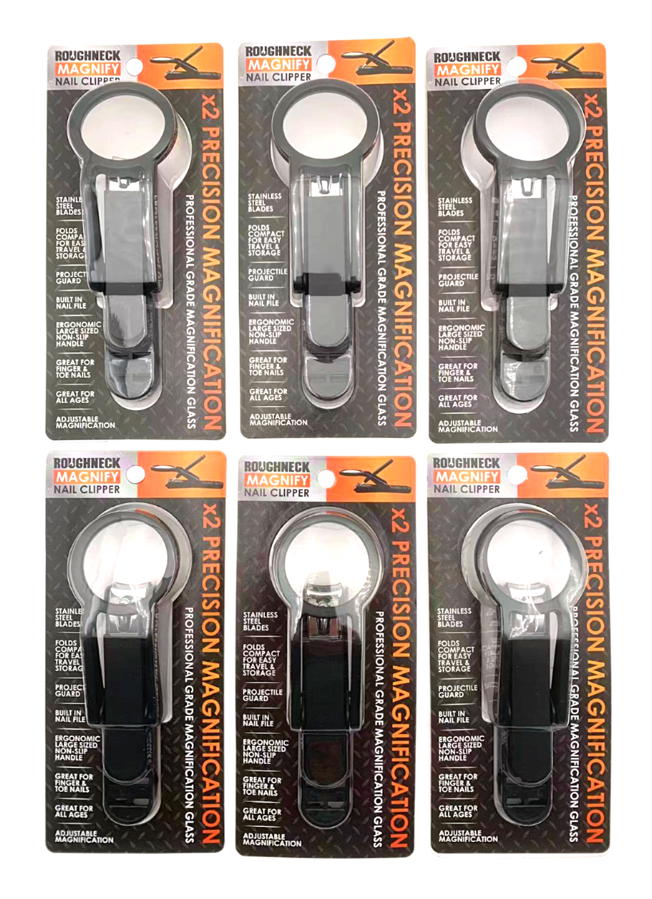 ITEM NUMBER 023527L ROUGHNECK MAGNIFYING NAIL CLIPPERS - STORE SURPLUS NO  DISPLAY 6 PIECES PER PACK