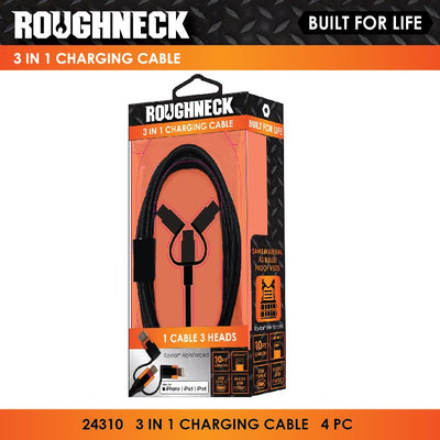 10ft 3 in 1 Roughneck Cable - Store Surplus No Display - 4 Pieces Per Pack 24310L
