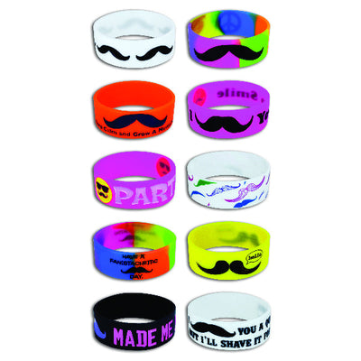 ITEM NUMBER 028854 Neon Mustache Wristbands BX = 18 PCS