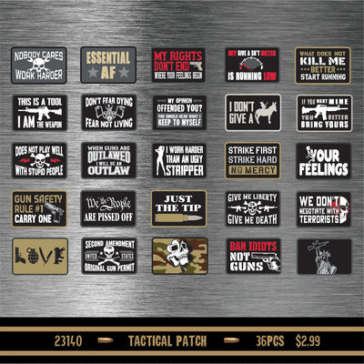 ITEM NUMBER 023140L TACTICAL PATCH - STORE SURPLUS NO DISPLAY  36 PIECES PER PACK