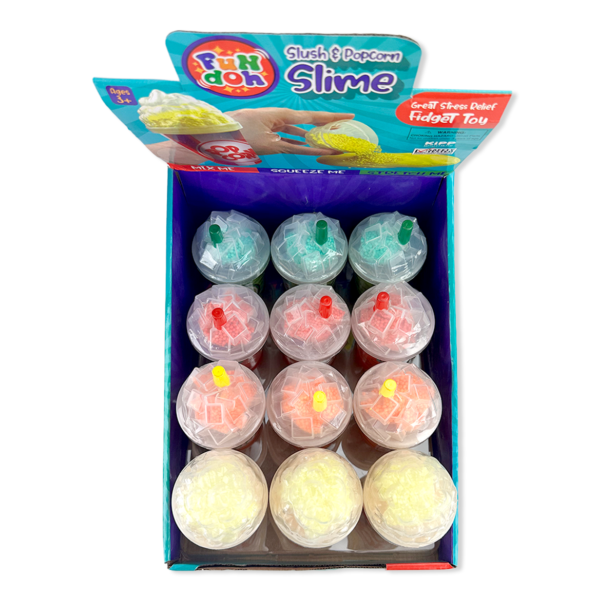 Fun Doh Slush and Popcorn Slime - 12 Pieces Per Retail Ready Display 26177 WHOLESALE