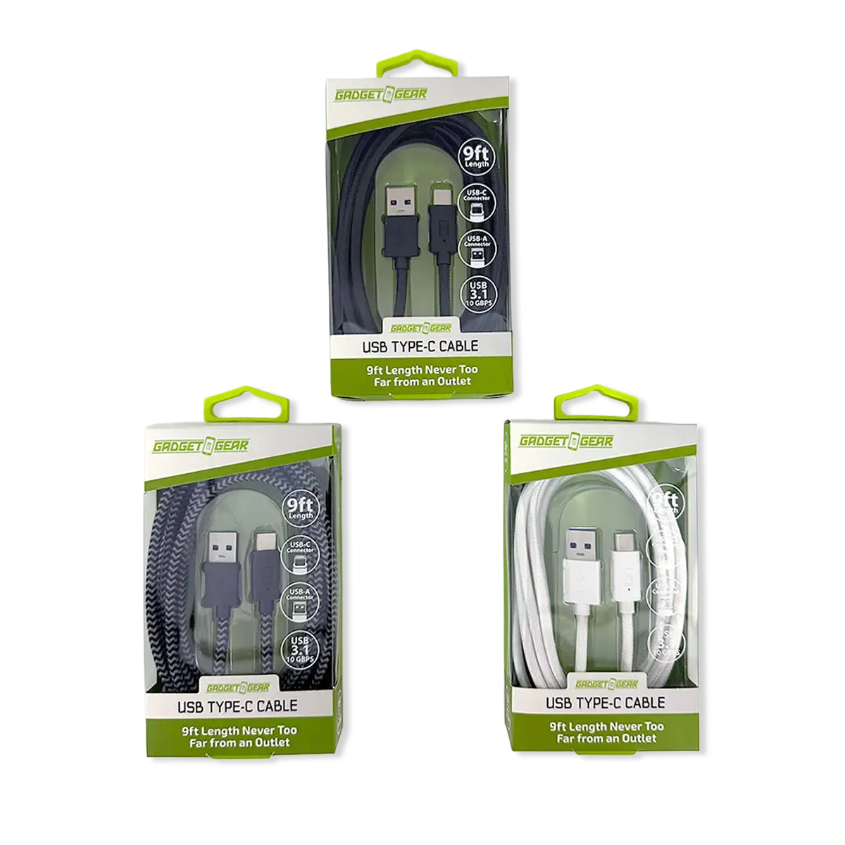 Charging Cable USB-A-to-USB-C 9FT - 6 Pieces Per Retail Ready Display 26183 WHOLESALE