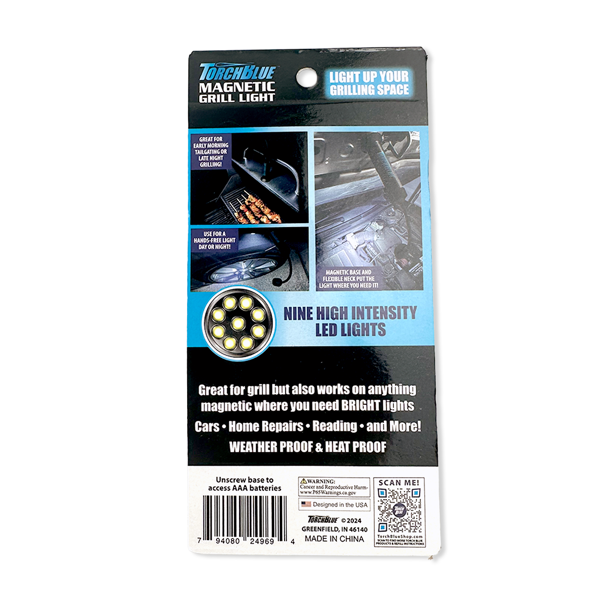 Grill LED Flashlight Matte Finish with Magnetic Stand - 6 Pieces Per Retail Ready Display 24969 WHOLESALE