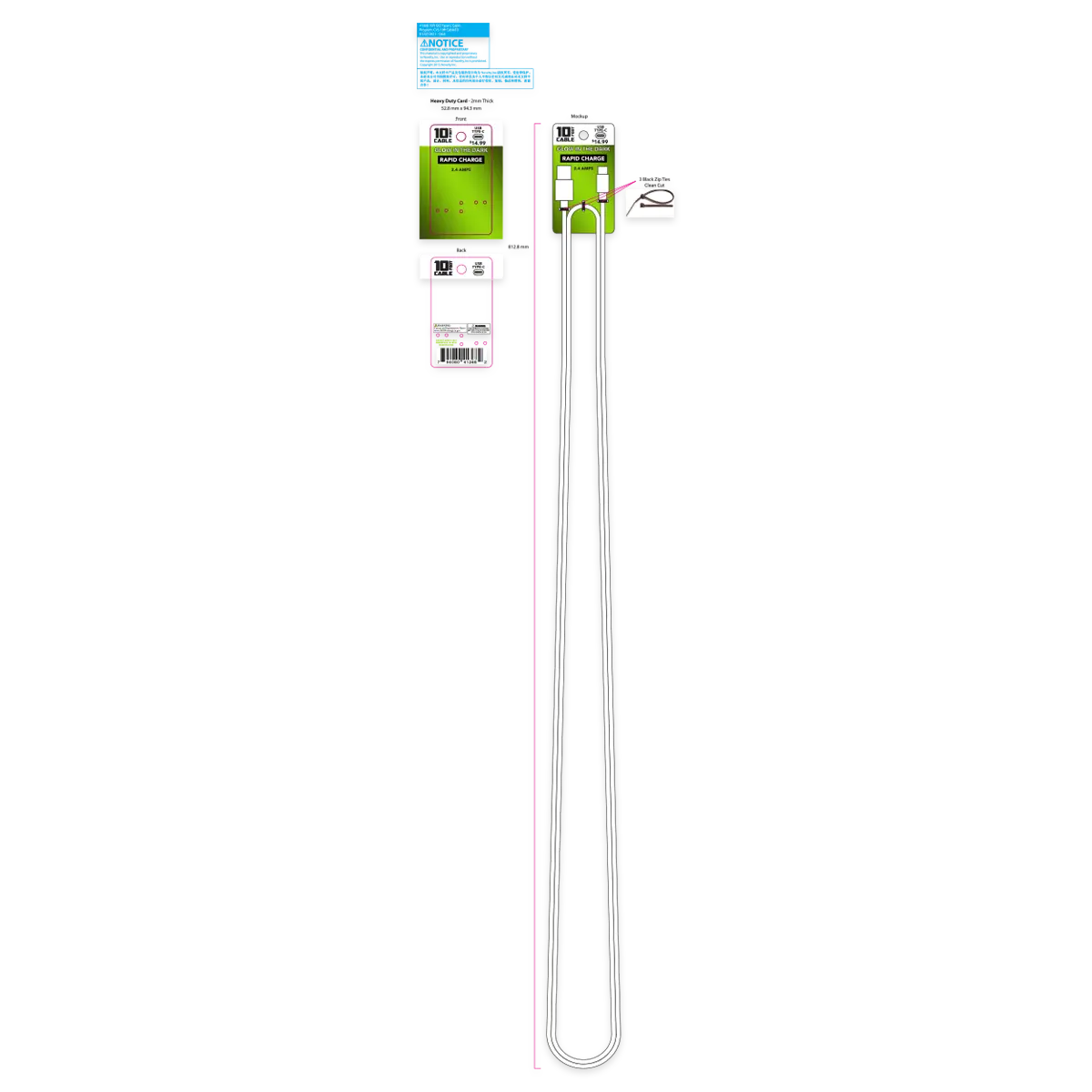 GID USB-C Cable - Store Surplus No Display - 6 Pieces Per Pack 41368L STORE SURPLUS