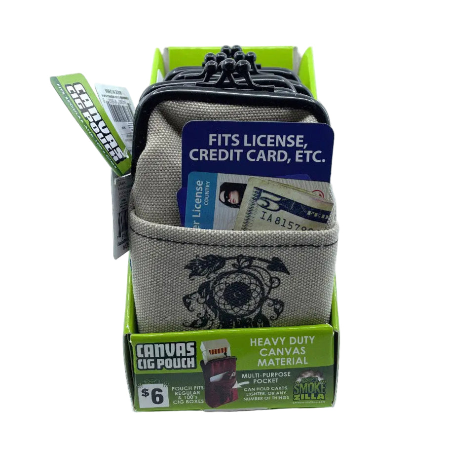 ITEM NUMBER 041488 CANVAS CIGARETTE POUCH 6 PIECES PER DISPLAY WHOLESALE