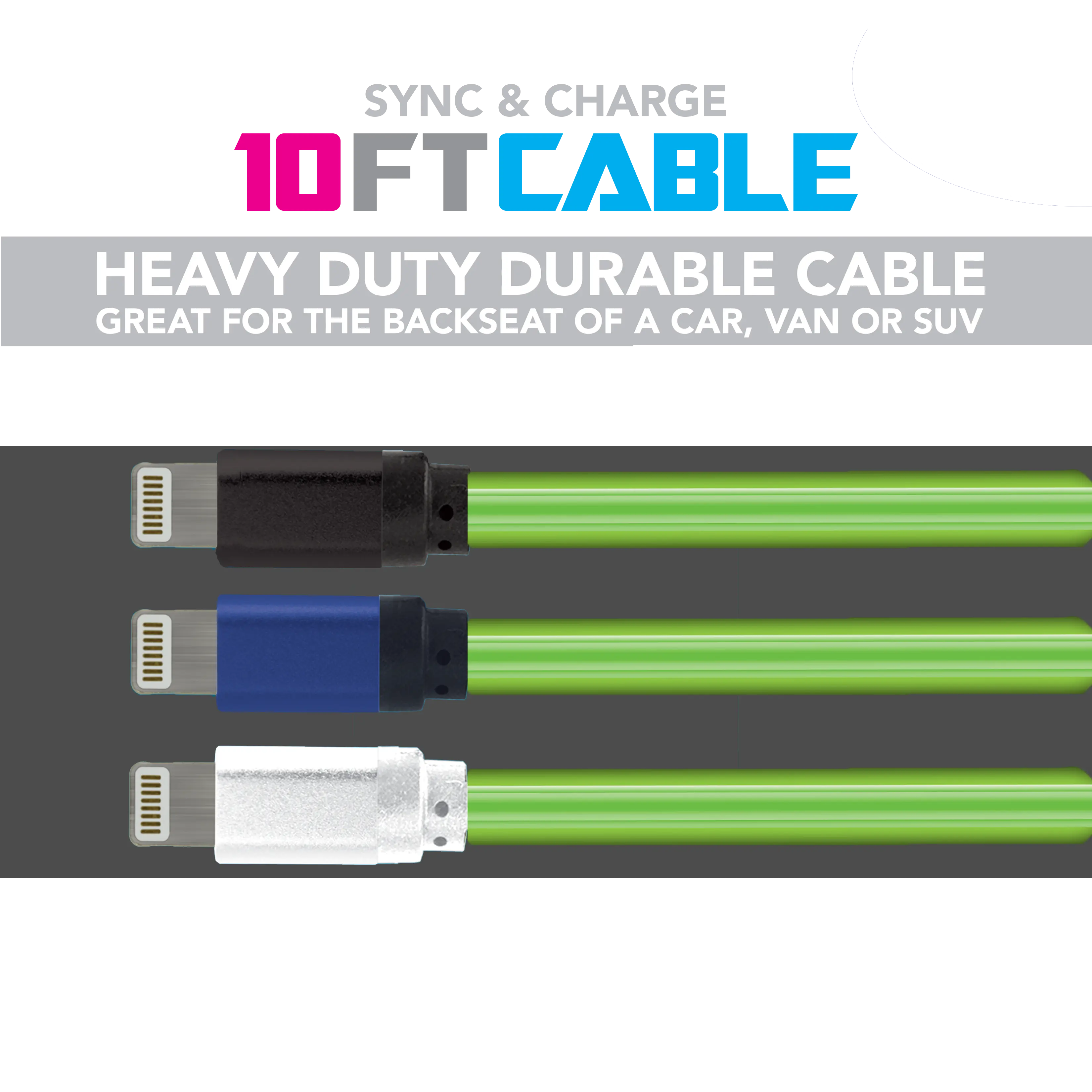 10ft GID Lightning Cable - Store Surplus No Display - 10 Pieces Per Pack 41365L STORE SURPLUS