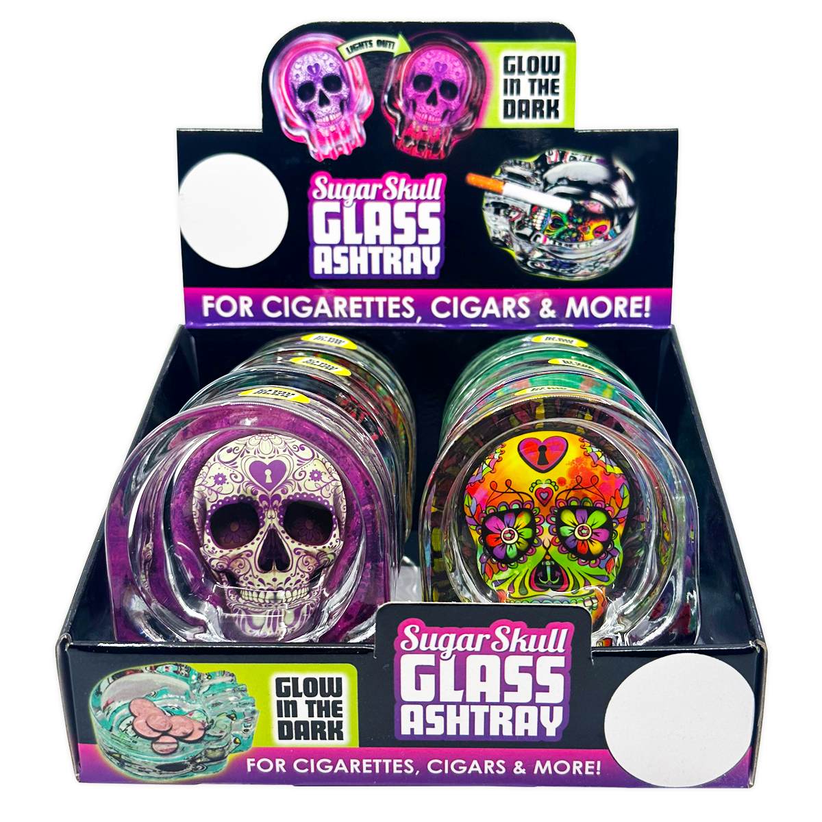 ITEM NUMBER 020120 SKULL GLASS ASHTRAY 6 PIECES PER DISPLAY