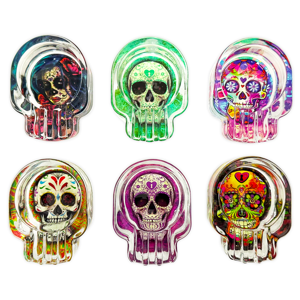 ITEM NUMBER 020120 SKULL GLASS ASHTRAY 6 PIECES PER DISPLAY