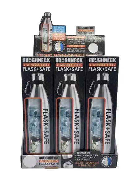 ITEM NUMBER 022931 STAINLESS FLASK SAFE 6 PIECES PER DISPLAY WHOLESALE