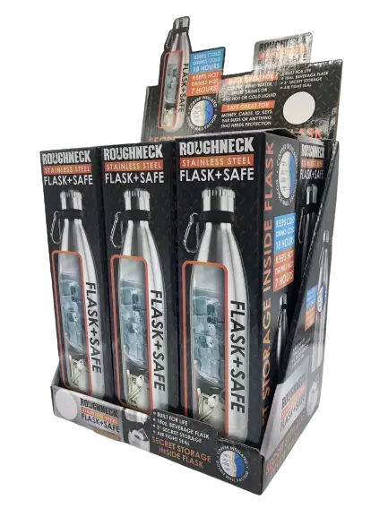 ITEM NUMBER 022931 STAINLESS FLASK SAFE 6 PIECES PER DISPLAY WHOLESALE