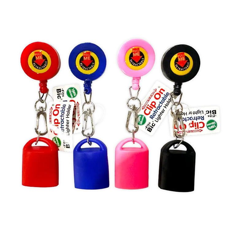 Silicone Lighter Holder with Retractable Cord - 24 Pieces Per Retail Ready Display 20278 WHOLESALE