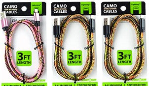 ITEM NUMBER 023701L CHARGING CABLE CAMO MFI 3FT - STORE SURPLUS NO DISPLAY 6 PIECES PER PACK
