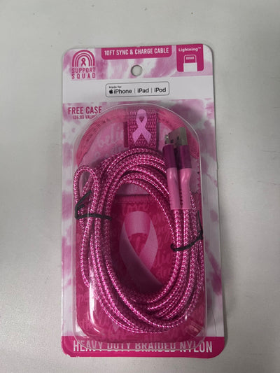 ITEM NUMBER 023438L PINK 10FT CABLE MFI - STORE SURPLUS NO DISPLAY 3 PIECES PER PACK