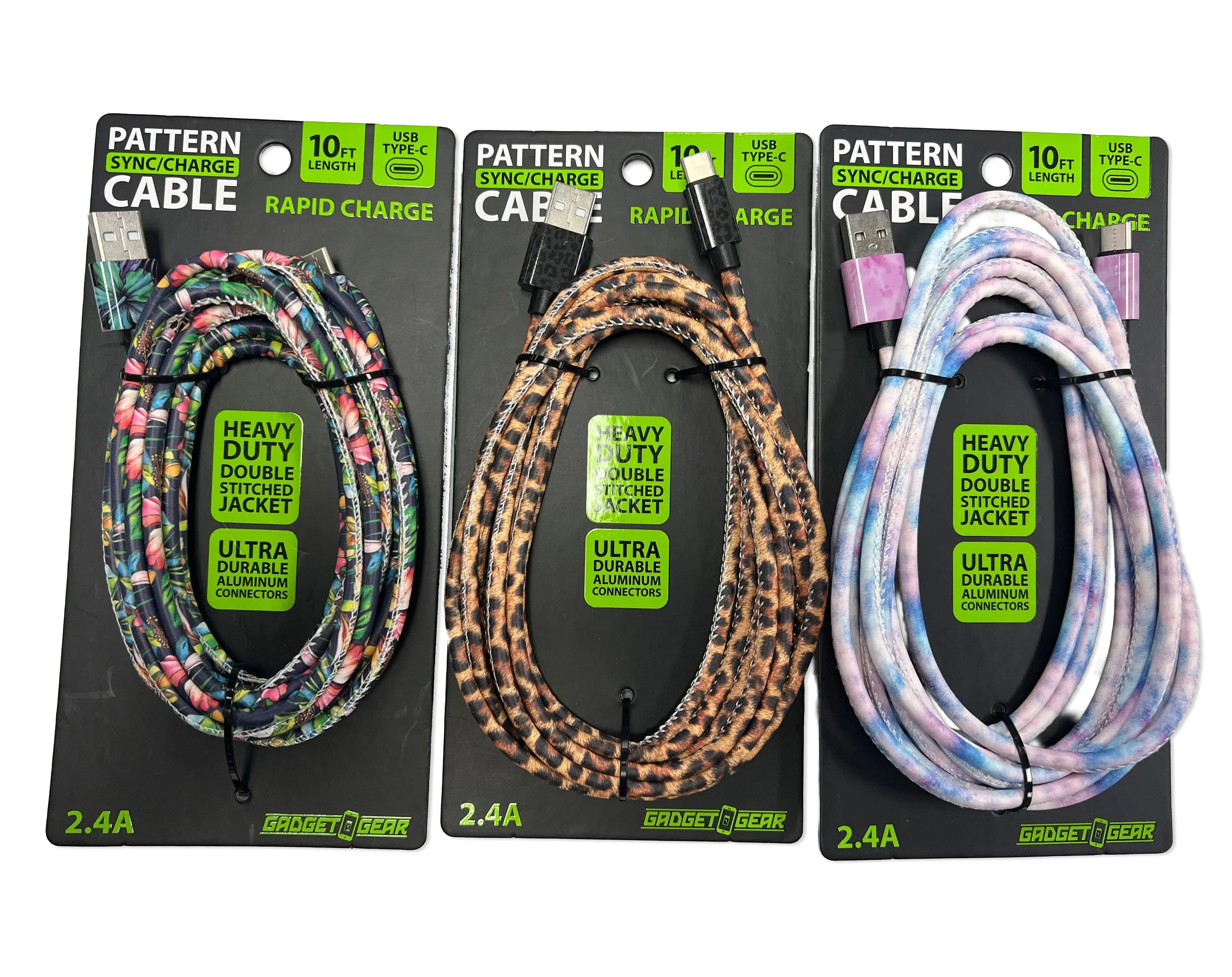 ITEM NUMBER 022653L 10FT PRINTED CABLE USB-C  - STORE SURPLUS NO DISPLAY 6 PIECES PER PACK STORE SURPLUS