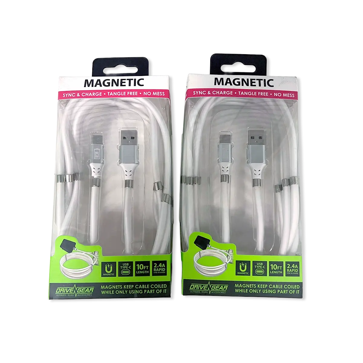 ITEM NUMBER 022743L 10FT MAGNETIC CABLE USB-C  - STORE SURPLUS NO DISPLAY 2 PIECES PER PACK STORE SURPLUS