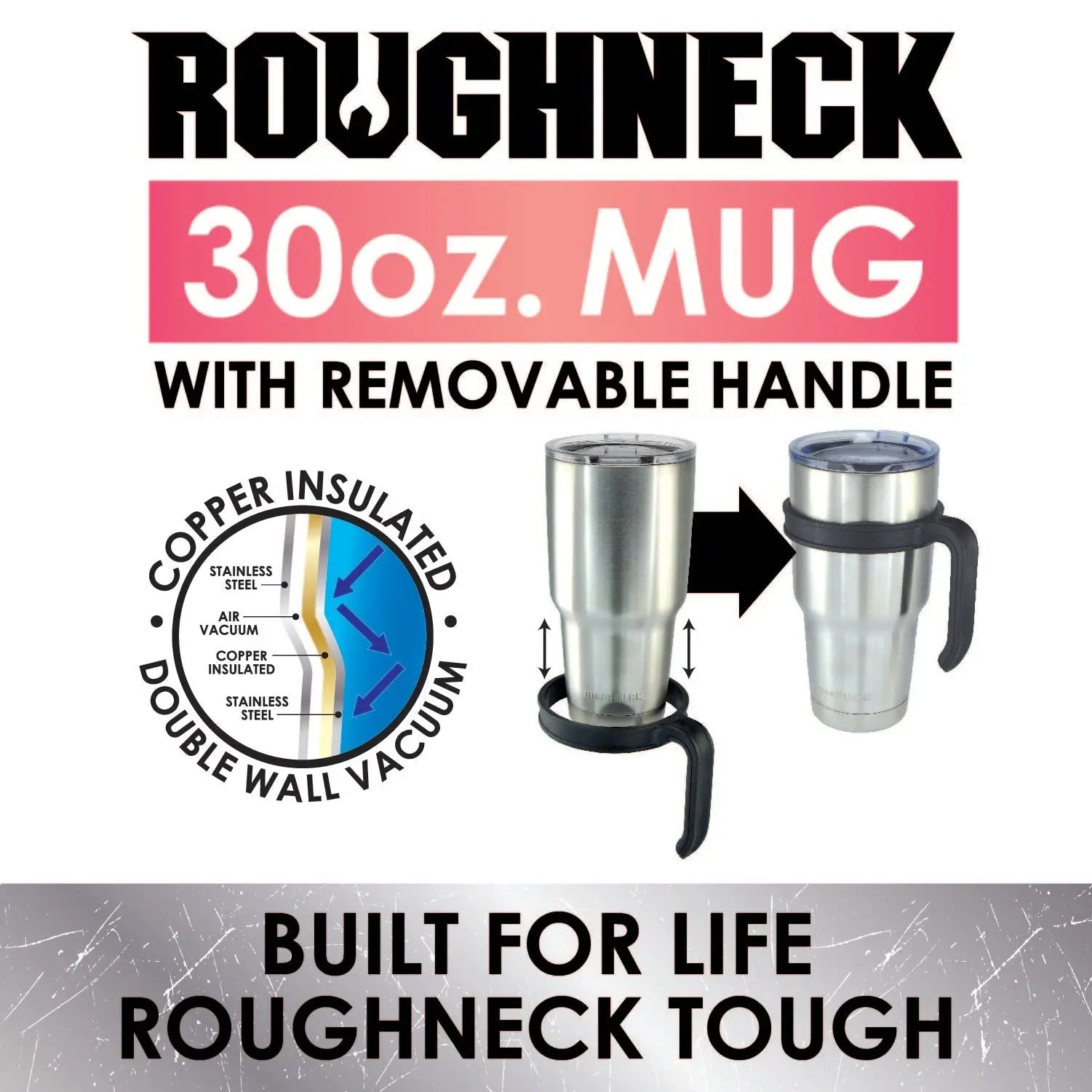 30 oz Insulated Stainless-Steel Cup with Handle Assortment Floor Display - 36 Pieces Per Retail Ready Display 88360 WHOLESALE