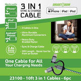 ITEM NUMBER 023100L 10FT 3IN1 CABLE MIX C - STORE SURPLUS NO DISPLAY 6 PIECES PER PACK STORE SURPLUS