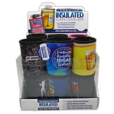 Neoprene Can & Bottle Cooler Coozie - 12 Pieces Per Retail Ready Display 23136