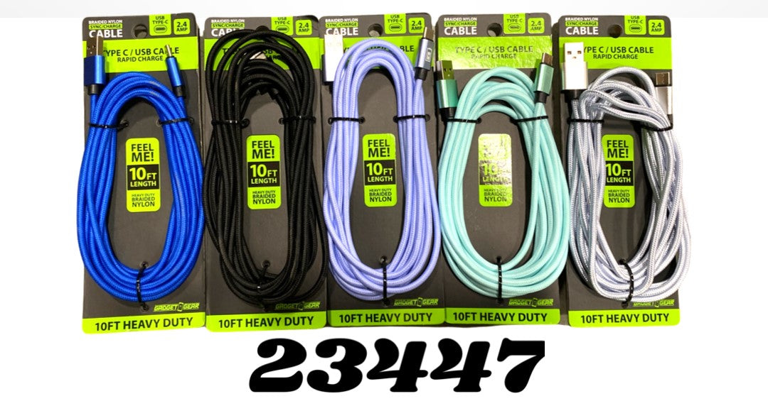 ITEM NUMBER 023477L 10FT TYPE C CABLE - STORE SURPLUS NO DISPLAY 5 PIECES PER PACK