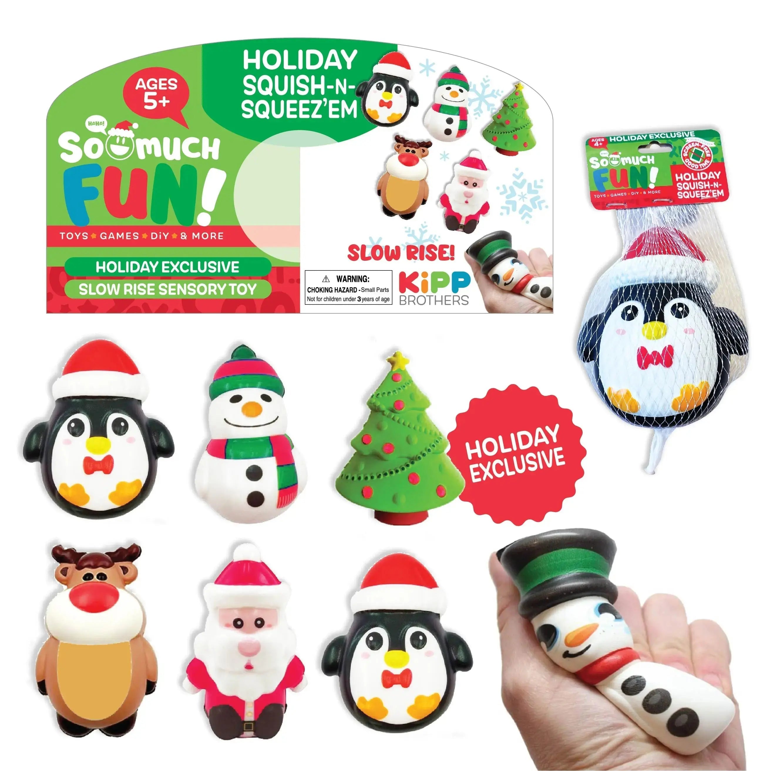 Squish and Squeeze Christmas Toy - 12 Pieces Per Pack 23491 - NOVELTY INC WHOLESALE