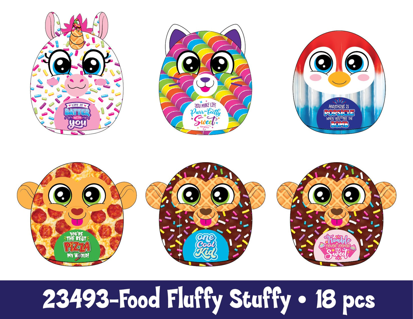 ITEM NUMBER 023493L FOOD FLUFFY STUFFY A - STORE SURPLUS NO DISPLAY 18 PIECES PER PACK