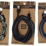 ITEM NUMBER 023498L 9FT CANVAS CABLE USB-C  - STORE SURPLUS NO DISPLAY 3 PIECES PER PACK STORE SURPLUS