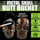 Metal Skull Butt Bucket Ashtray with LED Light - 6 Pieces Per Retail Ready Display 23531 WHOLESALE