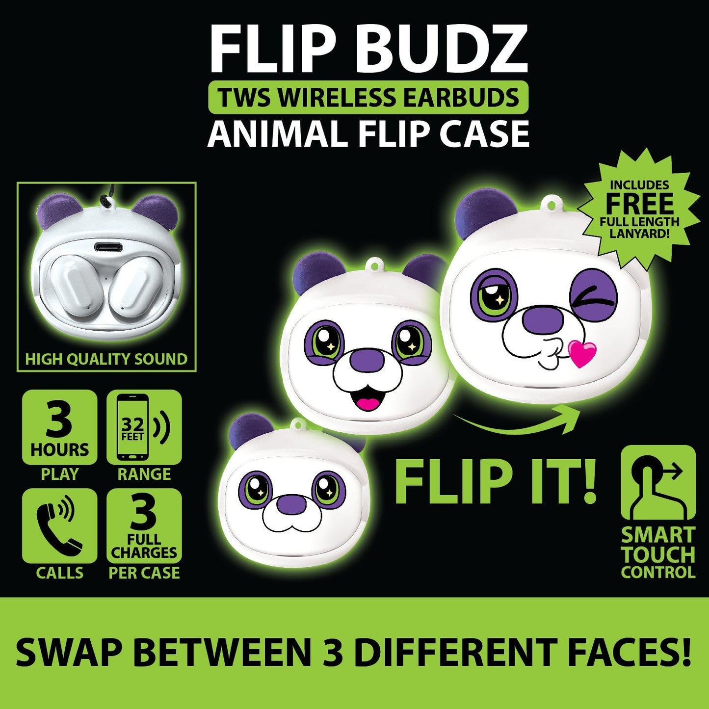 ITEM NUMBER 023561 ANIMAL FACE EARBUDS 6 PIECES PER DISPLAY