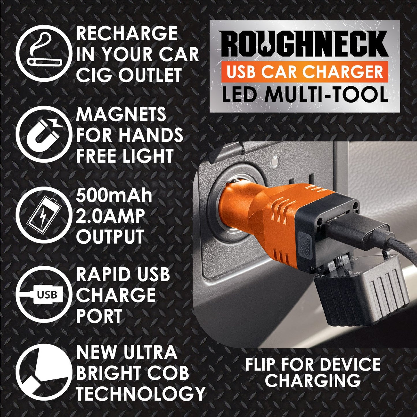 ITEM NUMBER 023693 USB CHARGER LIGHT ROUGHNECK 6 PIECES PER DISPLAY