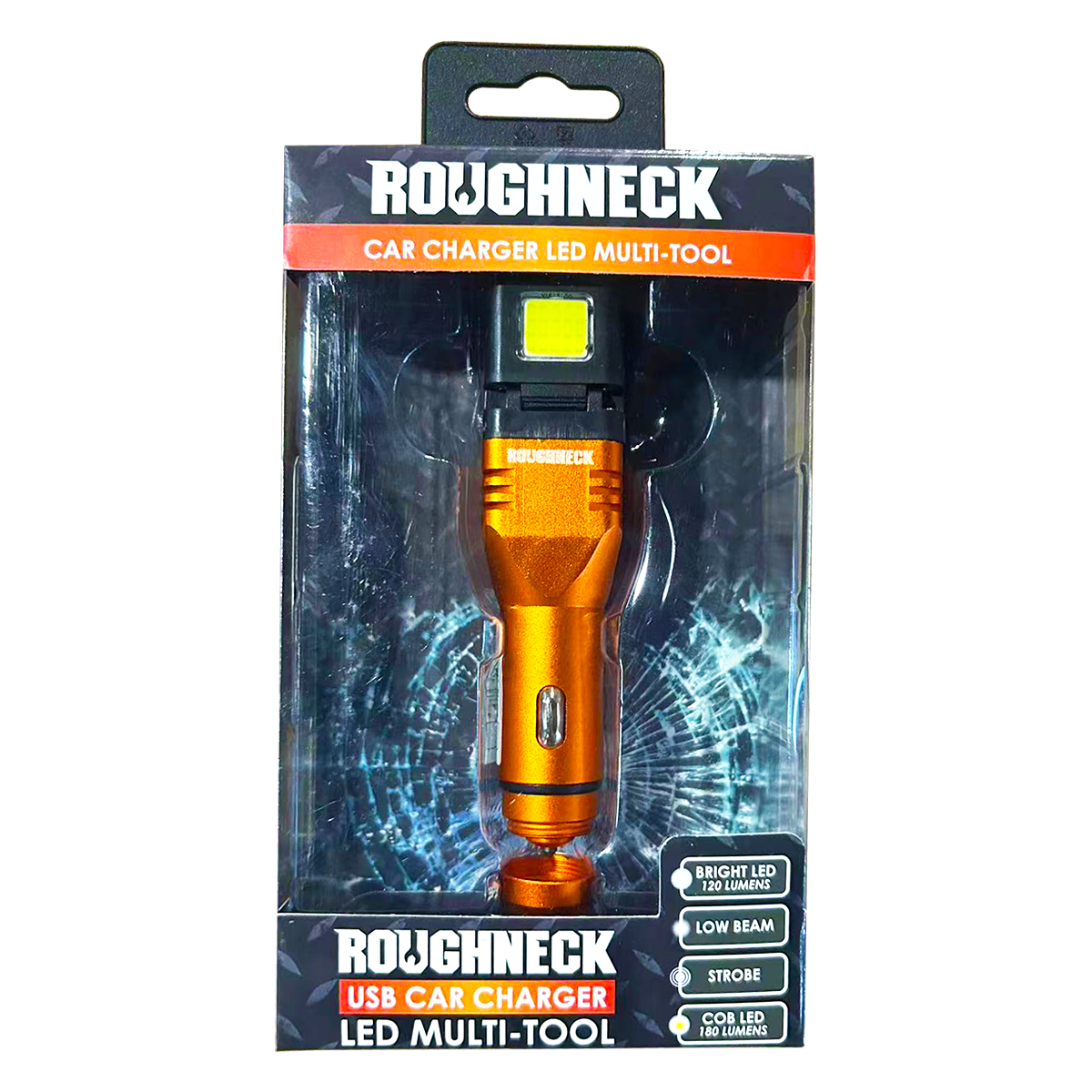 ITEM NUMBER 023693MN ROUGHNECK USB DC CAR CHARGER FLASHLIGHT 4 PIECES PER PACK