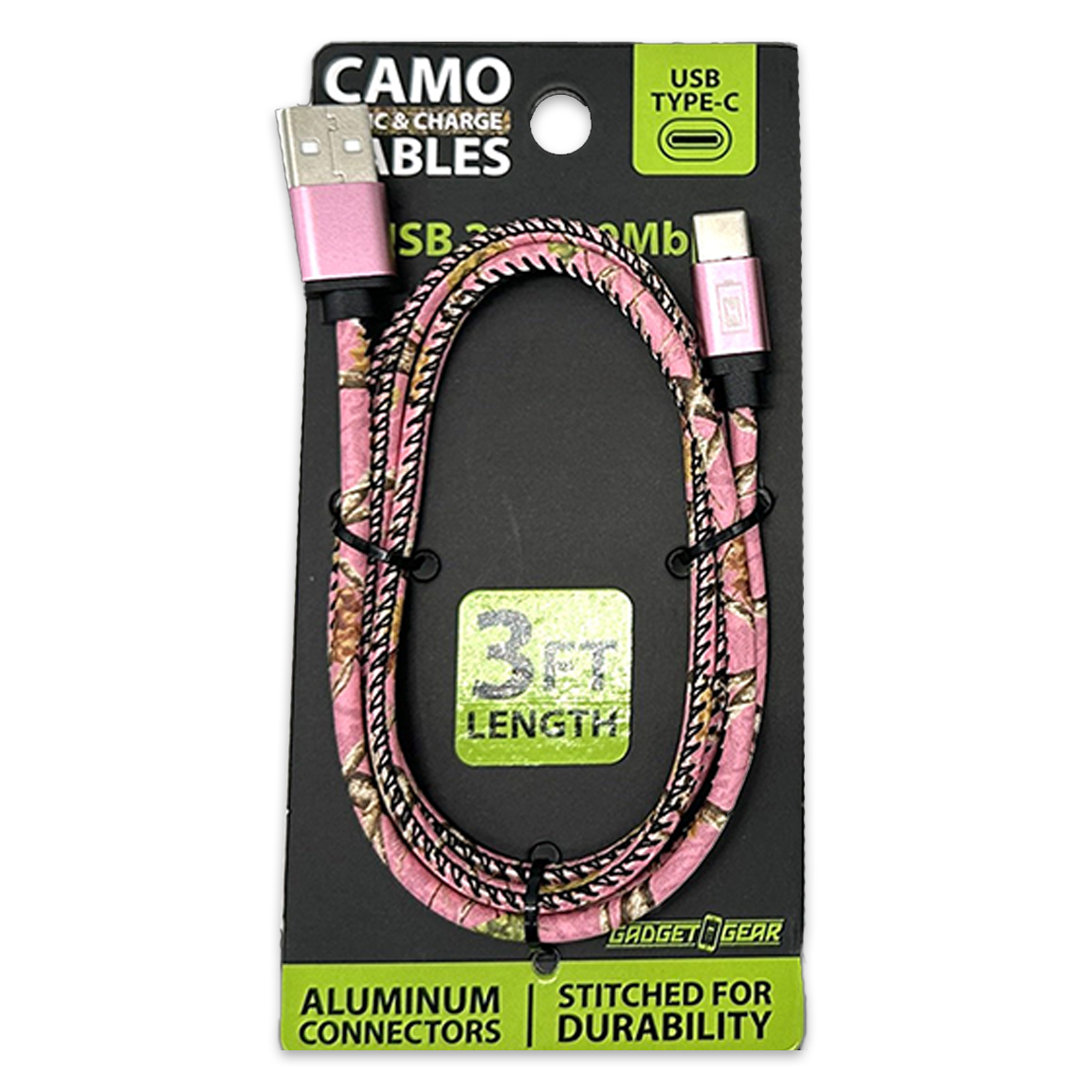 ITEM NUMBER 023702L 3FT CAMO CABLE TYPE C - STORE SURPLUS NO DISPLAY 6 PIECES PER PACK