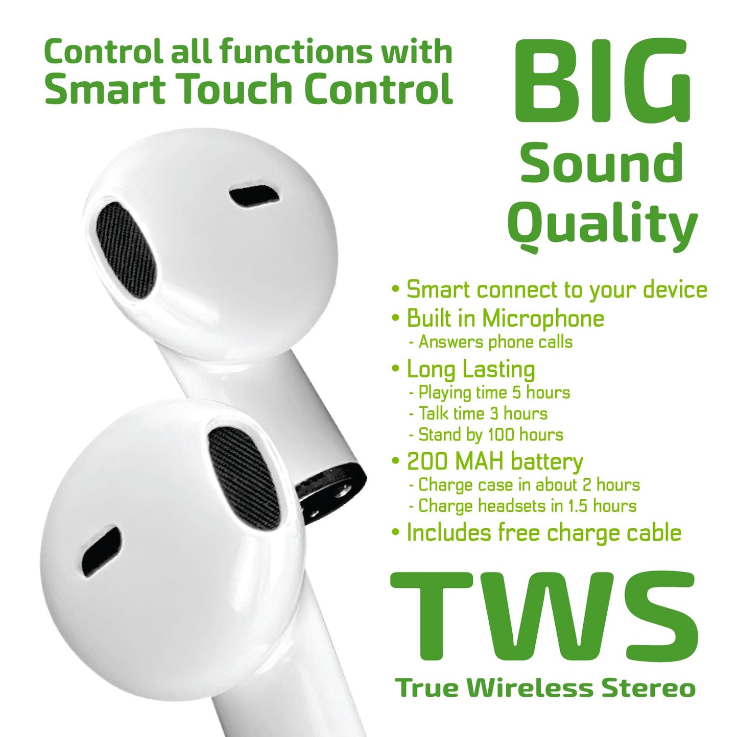 ITEM NUMBER 023712 WIRELESS SPINNER EARBUDS 6 PIECES PER DISPLAY