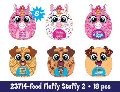 ITEM NUMBER 023714L FOOD FLUFFY STUFFY PLUSH - STORE SURPLUS NO DISPLAY 18 PIECES PER PACK