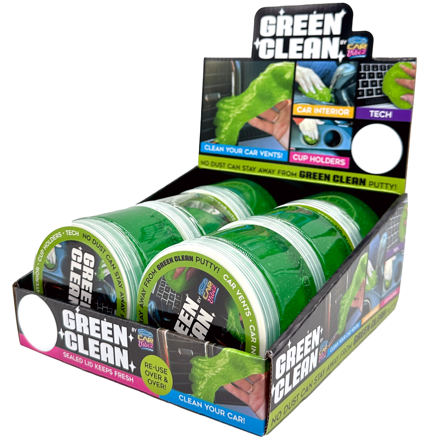 ITEM NUMBER 023718 GREEN CLEAN CAR PUTTY 6 PIECES PER DISPLAY