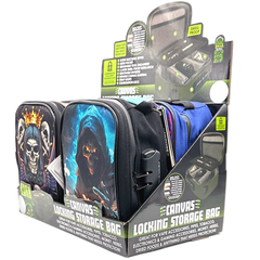 ITEM NUMBER 023720 PRINTED CANVAS LOCKING STORAGE BAG 4 PIECES PER DISPLAY WHOLESALE