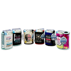 Neoprene Can and Bottle Cooler with Card Pocket - 6 Pieces Per Retail Ready Display 23737 - NOVELTY INC WHOLESALE