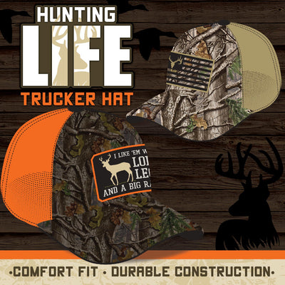 ITEM NUMBER 023756L HUNTING LIFE TRUCKER HATS - STORE SURPLUS NO DISPLAY 6 PIECES PER PACK
