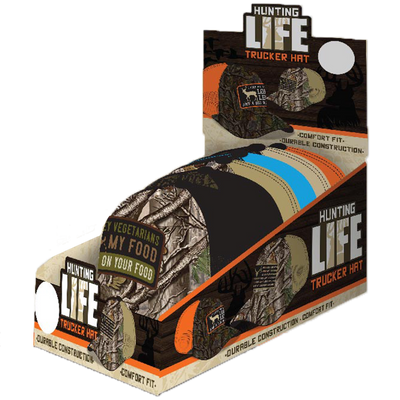 ITEM NUMBER 023756 HUNTING LIFE TRUCKER HATS 6 PIECES PER DISPLAY