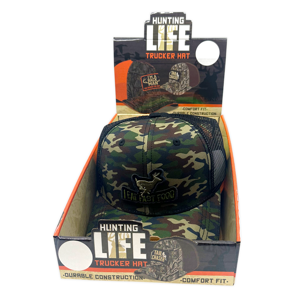 ITEM NUMBER 023766 HUNTING LIFE TRUCKER HATS 6 PIECES PER DISPLAY