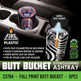 FULL PRINT BUTT BUCKET EXTINGUISHING ASHTRAY - STORE SURPLUS NO DISPLAY - 6 PIECES PER PACK 23784L