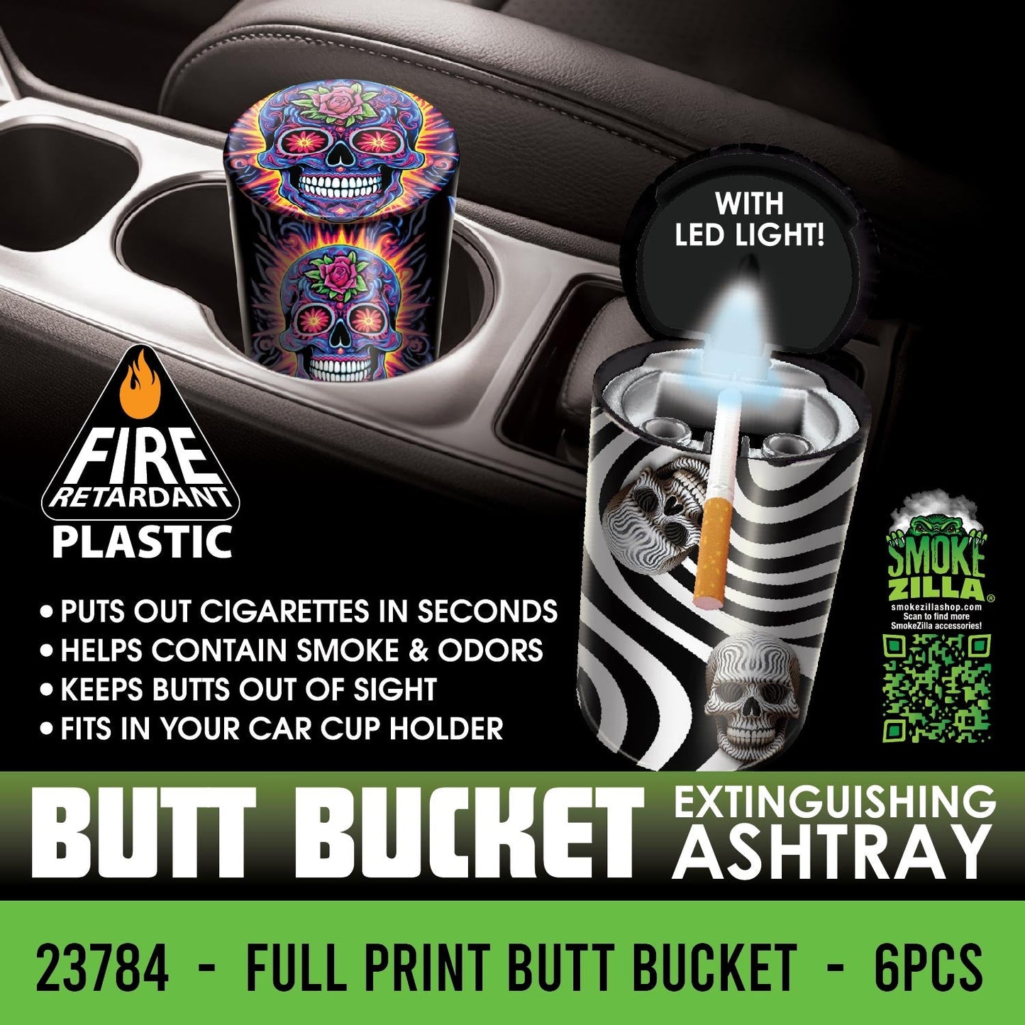 FULL PRINT BUTT BUCKET EXTINGUISHING ASHTRAY - STORE SURPLUS NO DISPLAY - 6 PIECES PER PACK 23784L