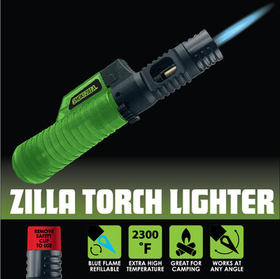 ITEM NUMBER 023813L ZILLA TORCH LIGHTER - STORE SURPLUS NO DISPLAY 12 PIECES PER PACK
