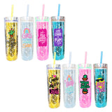 ITEM NUMBER 023855L 16OZ SLIM GLITTER TUMBLER - STORE SURPLUS NO DISPLAY 8 PIECES PER PACK