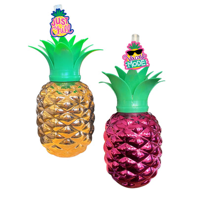 ITEM NUMBER 023857L CACTUS & PINEAPPLE TUMBLER WITH CHARM - STORE SURPLUS NO DISPLAY 8 PIECES PER PACK